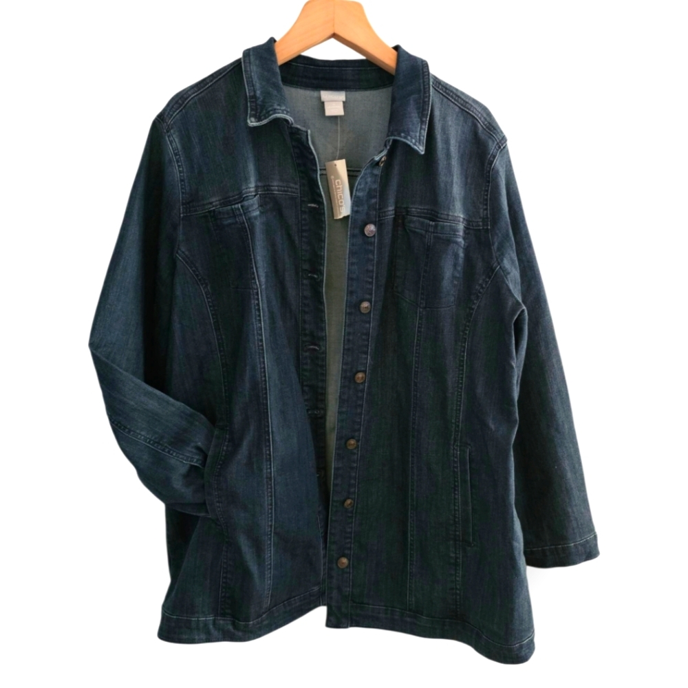Chico's Dark Blue Denim Barn Jacket
